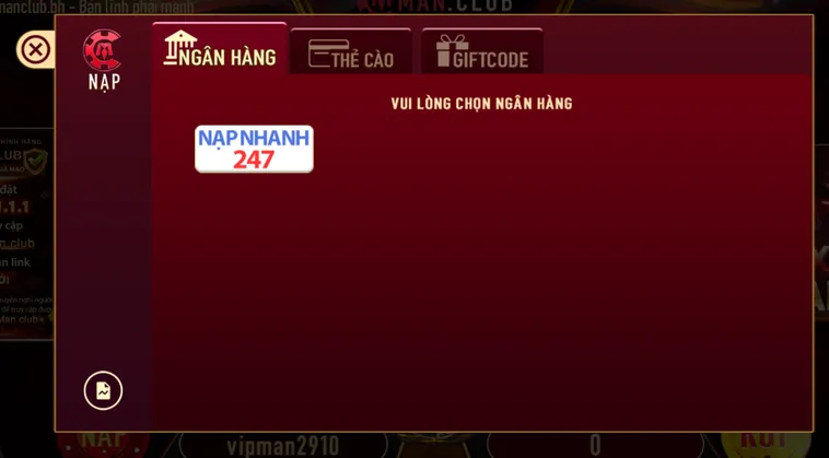 Nạp Tiền ManClub Qua Tài Khoản Ngân Hàng An Toàn Hiệu Quả Và Nhận Ngay Ưu Đãi Khủng Mỗi Ngày